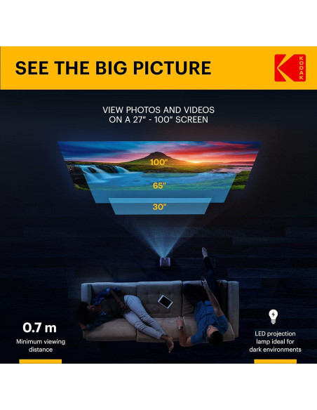 Proyector Portátil KODAK FLIK X2 100" (254 cm) HDMI USB