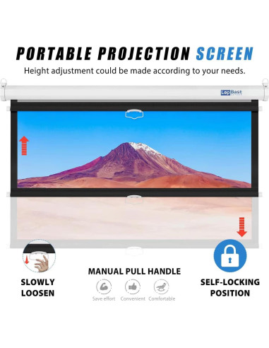 Pantalla de Proyector Retráctil LopBast 100" 16:9 1.2 Ganancia 4K
