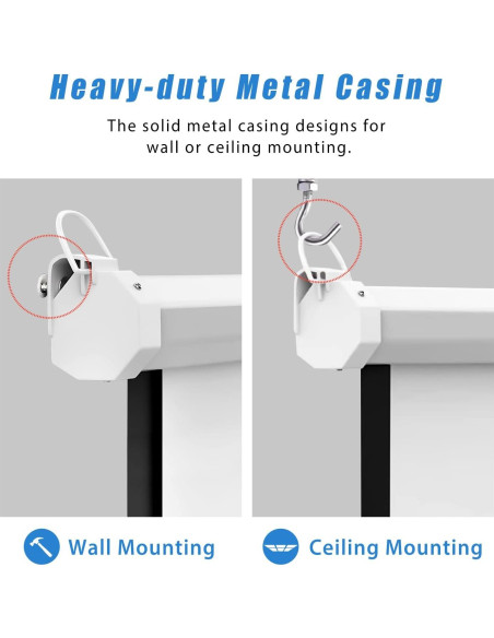 Pantalla de Proyector Retráctil LopBast 100" 16:9 1.2 Ganancia 4K