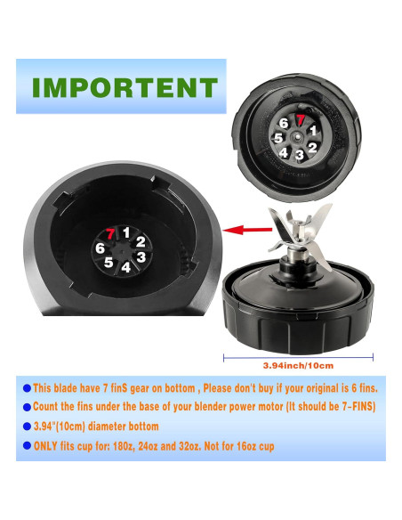 Cuchilla de licuadora Ninja 7 aletas compatible BN401 BN751