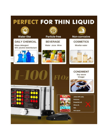 Máquina de Llenado Líquido 4 Cabezas 13.2 kg para Vino y Detergente