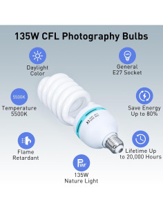 Kit de Iluminación Fotográfica Skytex 2 Pcs 135W CFL E27 5500K 2