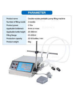 Máquina de Llenado de Líquidos Peristáltica Doble Boquilla 650ml 2