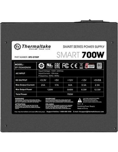 Fuente de Poder Thermaltake 700W ATX 80+ PFC Activo Silenciosa