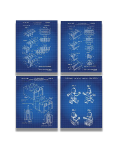 Conjunto de 4 Impresiones de Patentes de Lego Govivo 20x25 cm