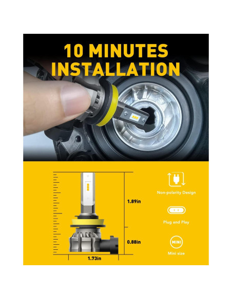 Bombillas de Luz de Niebla LED AUXITO H11 H8 H16 6000 Lúmenes Amarillo