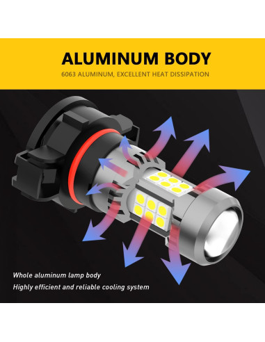 Bombillas LED de Niebla PHINLION PSX24W 3200 Lúmenes 6000K