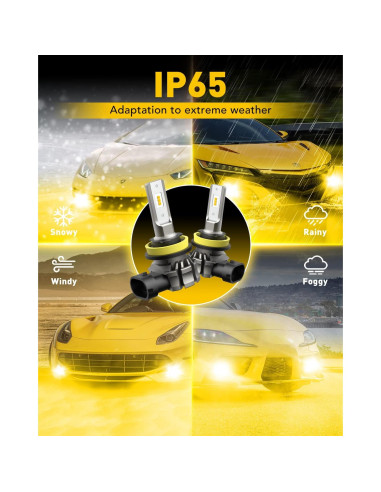 Bombillas de Luz de Niebla LED AUXITO H11 H8 H16 6000 Lúmenes Amarillo