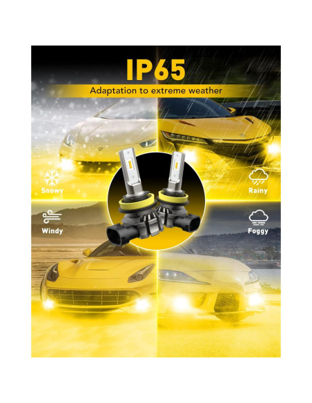 Bombillas de Luz de Niebla LED AUXITO H11 H8 H16 6000 Lúmenes Amarillo