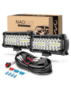 Barra de Luz LED NAOEVO 7" 240W 24000LM Blanca Off Road
