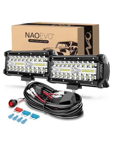 Barra de Luz LED NAOEVO 7" 240W 24000LM Blanca Off Road