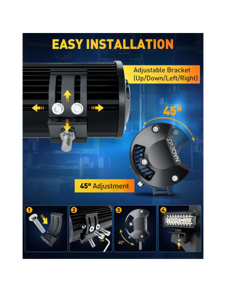 Barra de Luz LED NAOEVO 7" 240W 24000LM Blanca Off Road