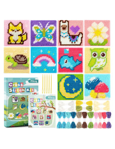 Kit de Bordado de Punto de Cruz Pllieay 10 en 1 para Niños