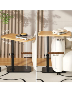 Mesa C Ajustable Botion, Altura 44.9-80 cm, Natural 2