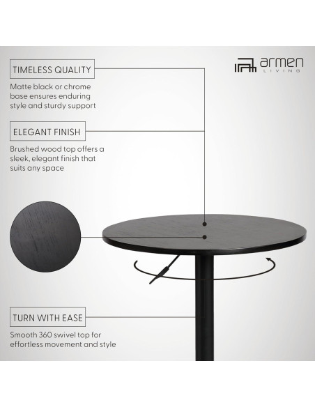 Mesa de Pub Ajustable Armen Living Bentley 84-109 cm