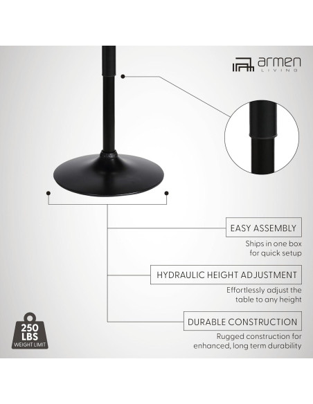 Mesa de Pub Ajustable Armen Living Bentley 84-109 cm