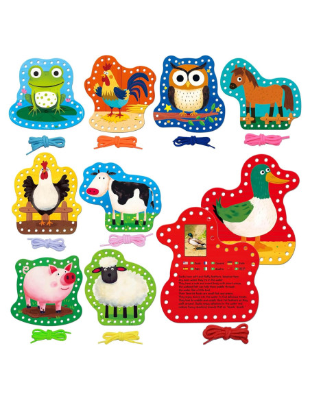 Juego de Tarjetas de Enhebrado SpriteGru 9 Piezas Animales