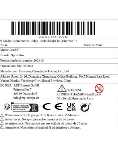 Juego de Tarjetas de Enhebrado SpriteGru 9 Piezas Animales