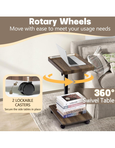 Mesa Lateral Ajustable Aoligrace C 40x30 cm Nuez