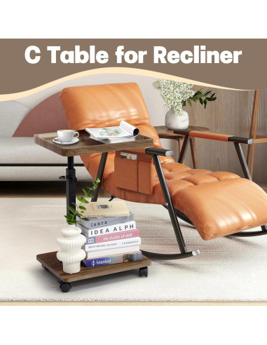 Mesa Lateral Ajustable Aoligrace C 40x30 cm Nuez