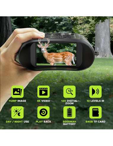 Gafas de Visión Nocturna HOTPEAK 4K 112MP 12X Zoom Camuflaje