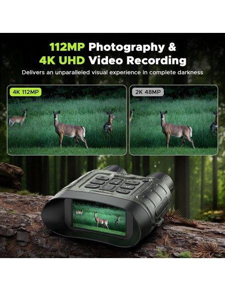 Gafas de Visión Nocturna HOTPEAK 4K 112MP 12X Zoom Camuflaje