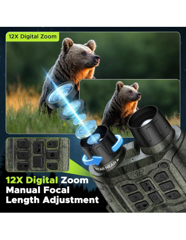 Gafas de Visión Nocturna HOTPEAK 4K 112MP 12X Zoom Camuflaje