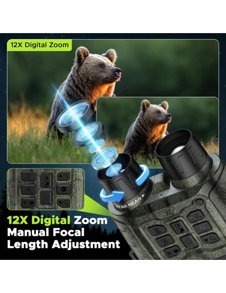 Gafas de Visión Nocturna HOTPEAK 4K 112MP 12X Zoom Camuflaje