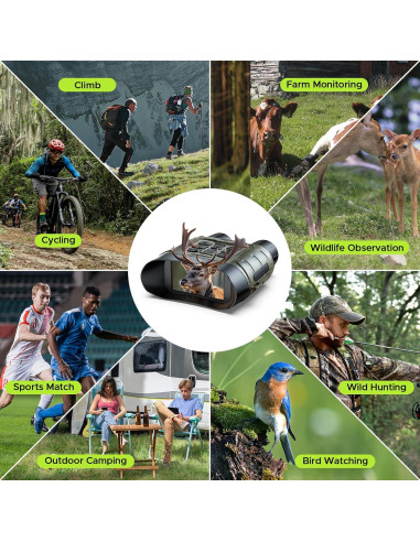 Gafas de Visión Nocturna HOTPEAK 4K 112MP 12X Zoom Camuflaje