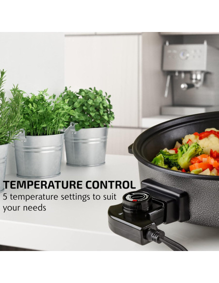 Sartén Eléctrica OVENTE 30 cm Antiadherente 1400W Tapa Vidrio