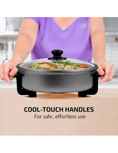 Sartén Eléctrica OVENTE 30 cm Antiadherente 1400W Tapa Vidrio