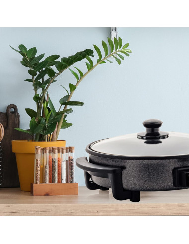 Sartén Eléctrica OVENTE 30 cm Antiadherente 1400W Tapa Vidrio