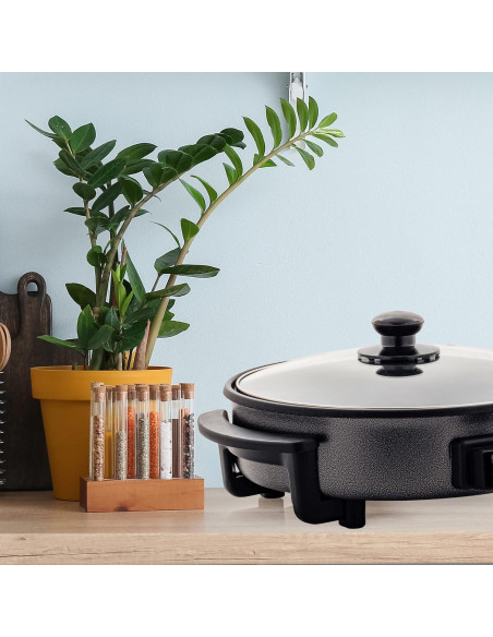 Sartén Eléctrica OVENTE 30 cm Antiadherente 1400W Tapa Vidrio