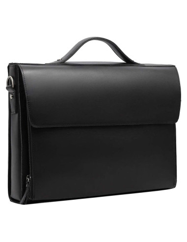 Maletín de Cuero Leathario para Laptop 14" Negro