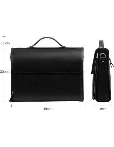 Maletín de Cuero Leathario para Laptop 14" Negro