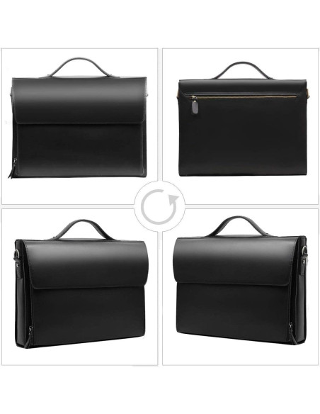 Maletín de Cuero Leathario para Laptop 14" Negro