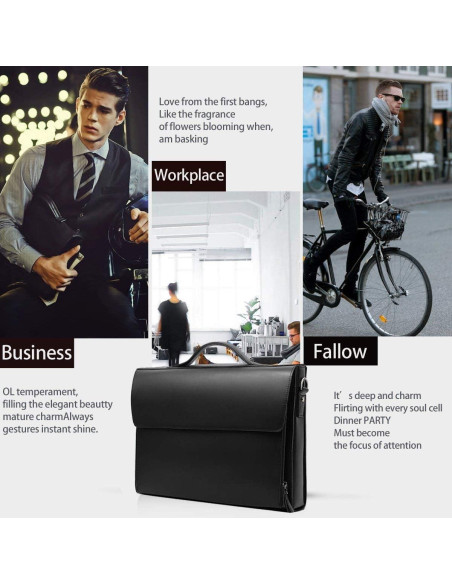 Maletín de Cuero Leathario para Laptop 14" Negro