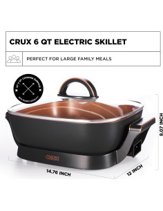Sartén Eléctrica Crux Extra Profunda 30.48 cm Antiadherente 2