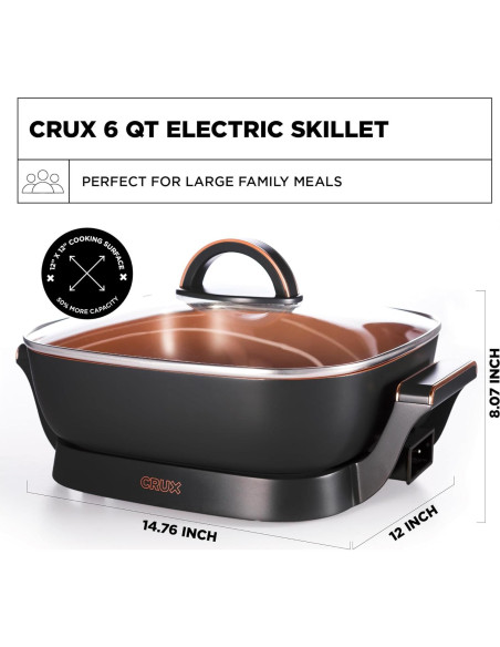 Sartén Eléctrica Crux Extra Profunda 30.48 cm Antiadherente