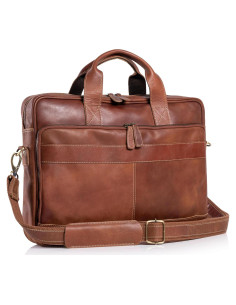Maletín de Cuero KomalC 16" para Portátil Unisex Marrón