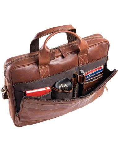 Maletín de Cuero KomalC 16" para Portátil Unisex Marrón