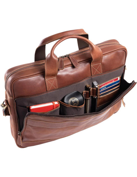 Maletín de Cuero KomalC 16" para Portátil Unisex Marrón