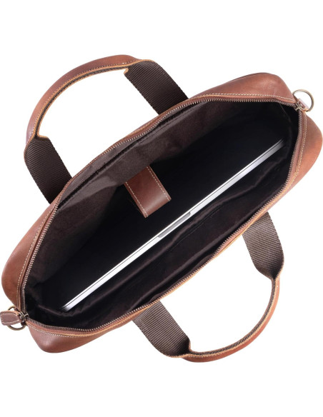 Maletín de Cuero KomalC 16" para Portátil Unisex Marrón