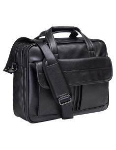 Maletín de Negocios Seyfocnia para Laptop 17.3" Cuero Negro