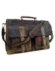 Bolsa Mensajera de Cuero Vintage Hecha a Mano para Laptop 45.72 cm