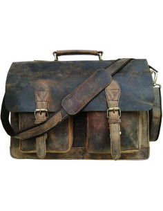 Bolsa Mensajera de Cuero Vintage Hecha a Mano para Laptop 45.72 cm 2