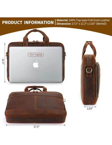 Maletín de Cuero Jack&Chris 15.6" para Laptop Hombre