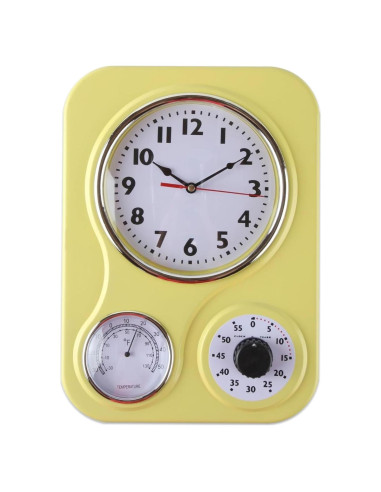 Reloj de Pared Retro Lily's Home con Termómetro y Temporizador