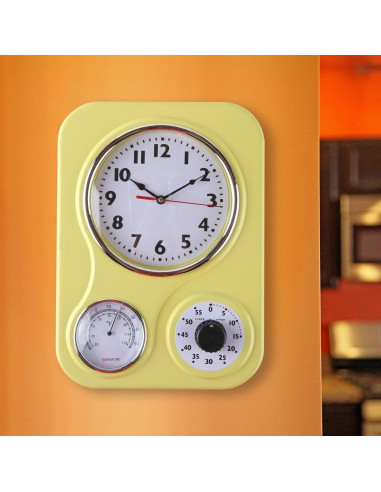 Reloj de Pared Retro Lily's Home con Termómetro y Temporizador