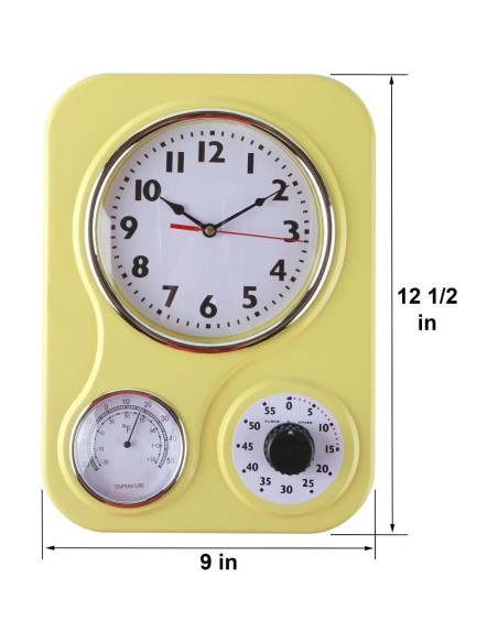 Reloj de Pared Retro Lily's Home con Termómetro y Temporizador